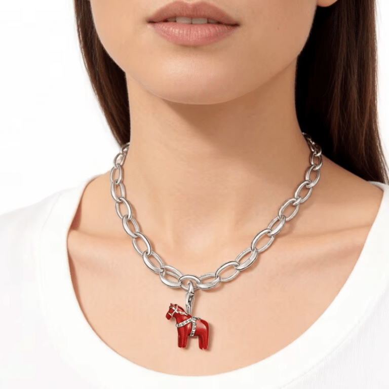 Charm pendentif cheval rouge en argent (7)