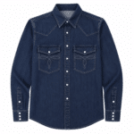 Chemise cowboy homme coton bleu broderies western (10)