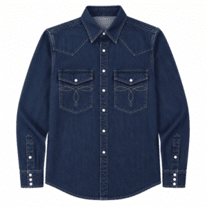 Chemise cowboy homme coton bleu broderies western
