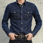 Chemise cowboy homme coton bleu broderies western (6)
