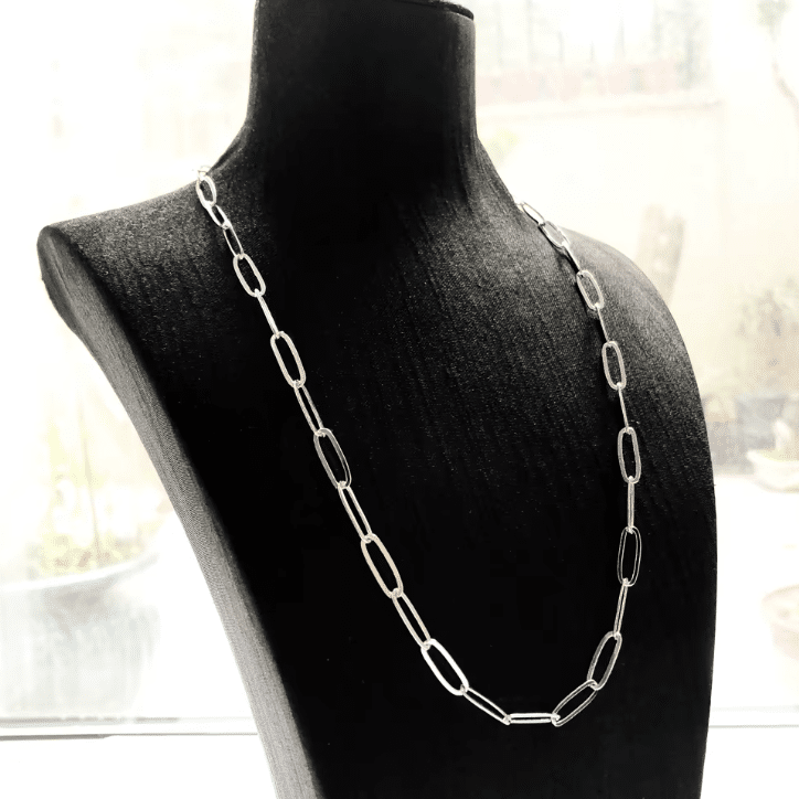Collier chaîne biker argent maille trombone (1)