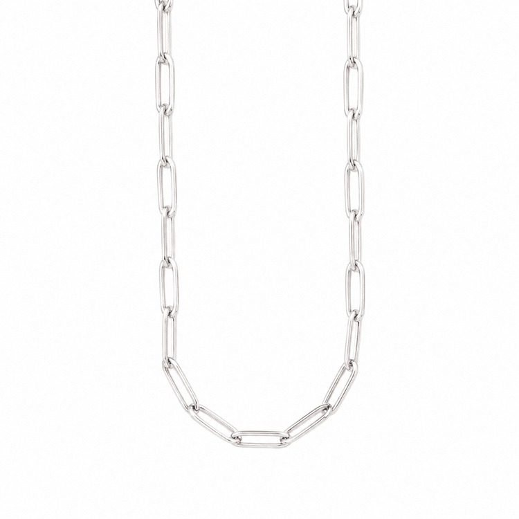 Collier chaîne biker argent maille trombone (4)