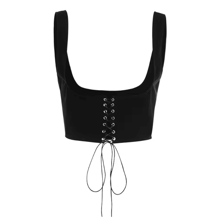 Corset cowboy court noir lacets (1)