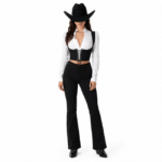 Corset cowboy court noir lacets (2)
