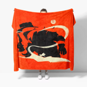 Couverture rouge cowboy et cheval