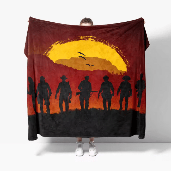 Couverture western rouge noire motif Far West