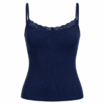 Débardeur bleu marine femme bretelles et dentelle (2)