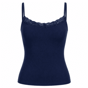 Débardeur bleu marine femme bretelles et dentelle