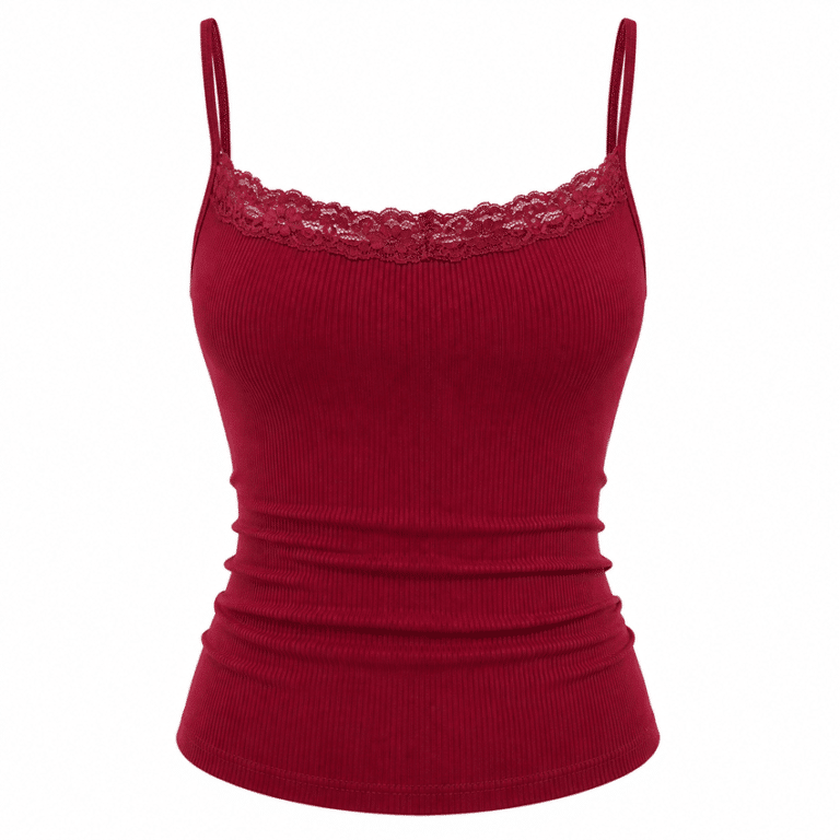 Débardeur rouge femme​ dentelle (2)