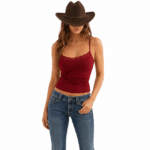 Débardeur rouge femme​ dentelle (3)