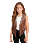 Gilet cowboy déguisement enfant à franges et strass (8)