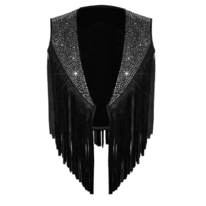 Gilet cowboy enfant noir franges strass