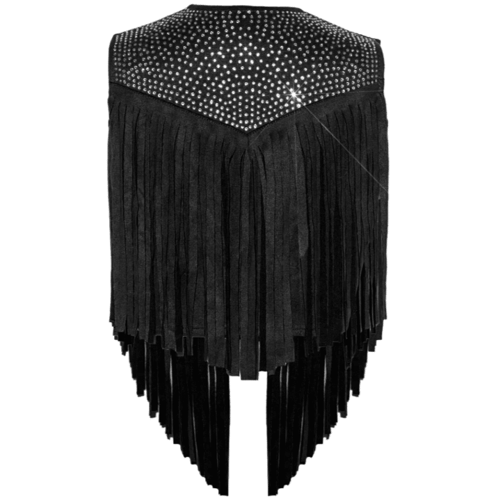 Gilet cowboy enfant noir franges strass (2)