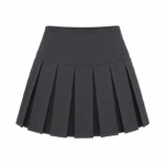 Jupe plissée courte femme grise à taille haute (2)