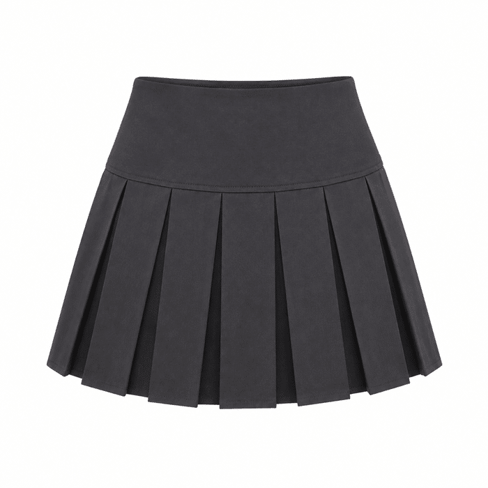 Jupe plissée courte femme grise à taille haute (2)