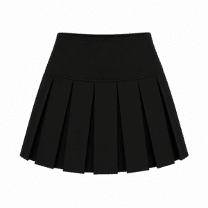 Mini-jupe plissée noire taille haute à larges plis réguliers