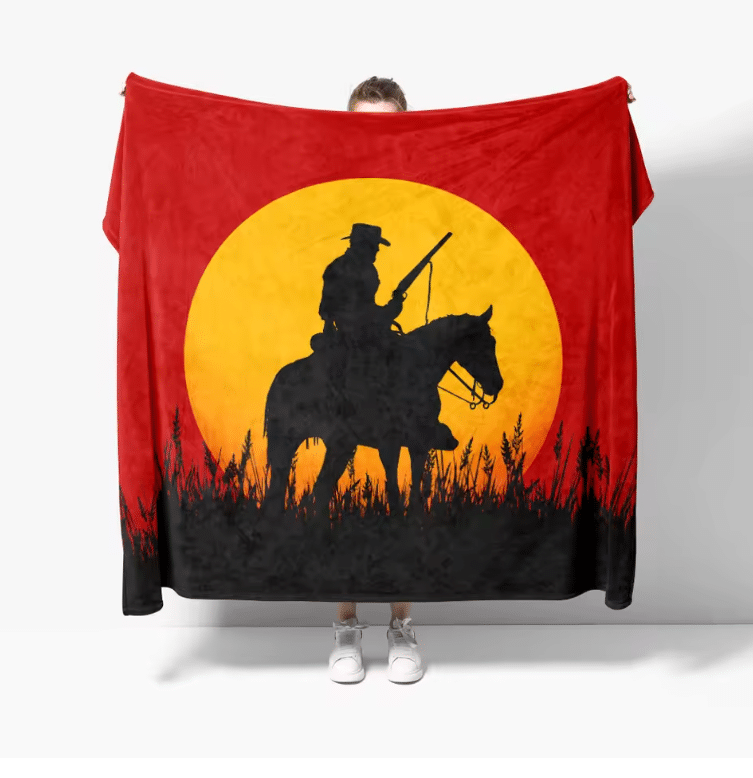 Plaid Far West cowboy paysage sauvage coucher du soleil (1)