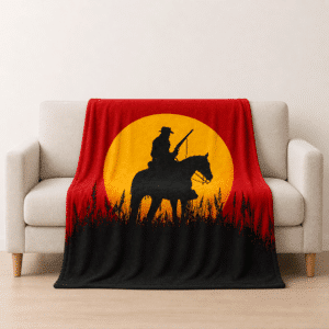 Plaid Far West cowboy paysage sauvage coucher du soleil