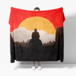 Plaid cowboy avec cavalier et coucher de soleil (1)