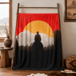Plaid cowboy avec cavalier et coucher de soleil (2)