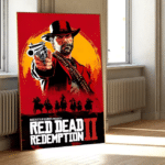 Poster Red Dead Redemption 2 Arthur Morgan rouge noir mural