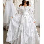 Robe western blanche longue mariage cowboy (1)