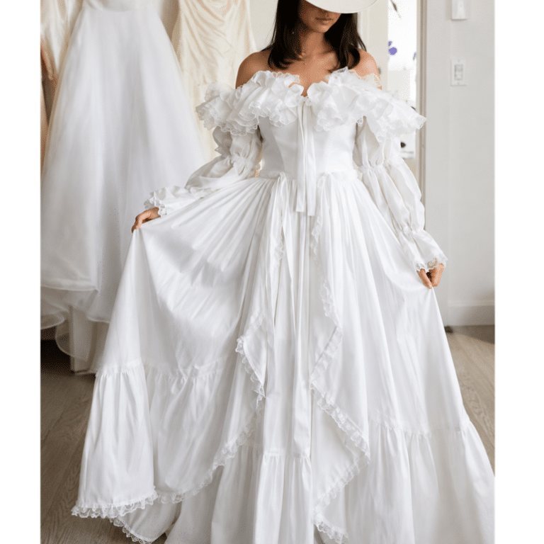 Robe western blanche longue mariage cowboy (1)