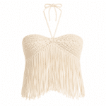 Top crochet écru maille ajourée longues franges (2)