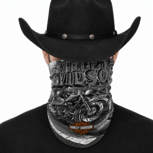 Tour de cou noir et blanc avec moto Harley-Davidson