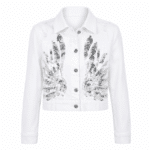 Veste blanche cowboy courte avec grandes ailes paillettes (3)