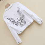 Veste blanche cowboy courte avec grandes ailes paillettes (4)