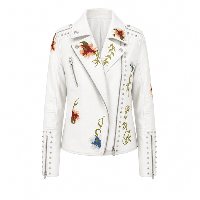 Veste country blanche à fleurs brodées (3)