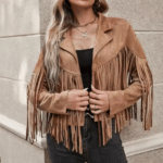 Veste cowboy camel franges style western (3)