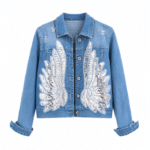 Veste cowboy femme bleue ailes argentées (2)