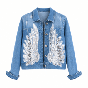Veste cowboy femme bleue ailes argentées