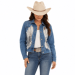 Veste cowboy femme bleue ailes argentées (3)