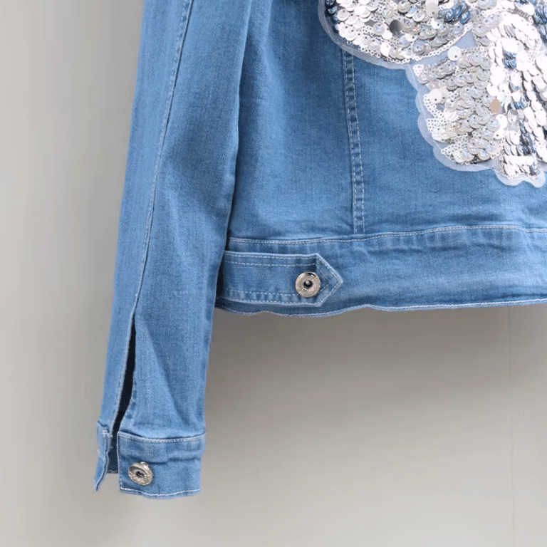 Veste cowboy femme bleue ailes argentées (4)