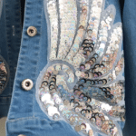 Veste cowboy femme bleue ailes argentées (6)