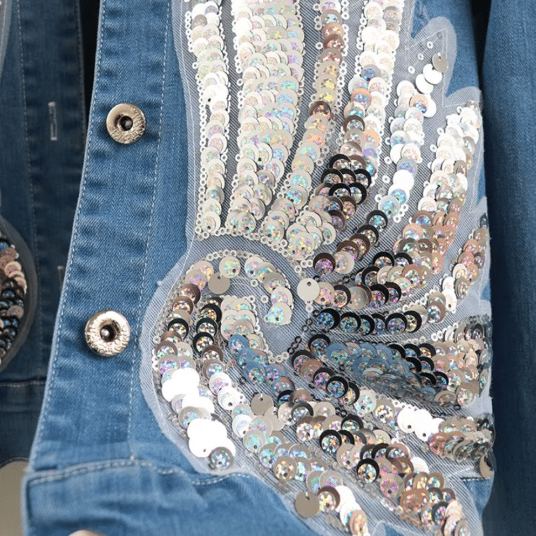 Veste cowboy femme bleue ailes argentées (6)