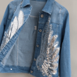 Veste cowboy femme bleue ailes argentées (7)