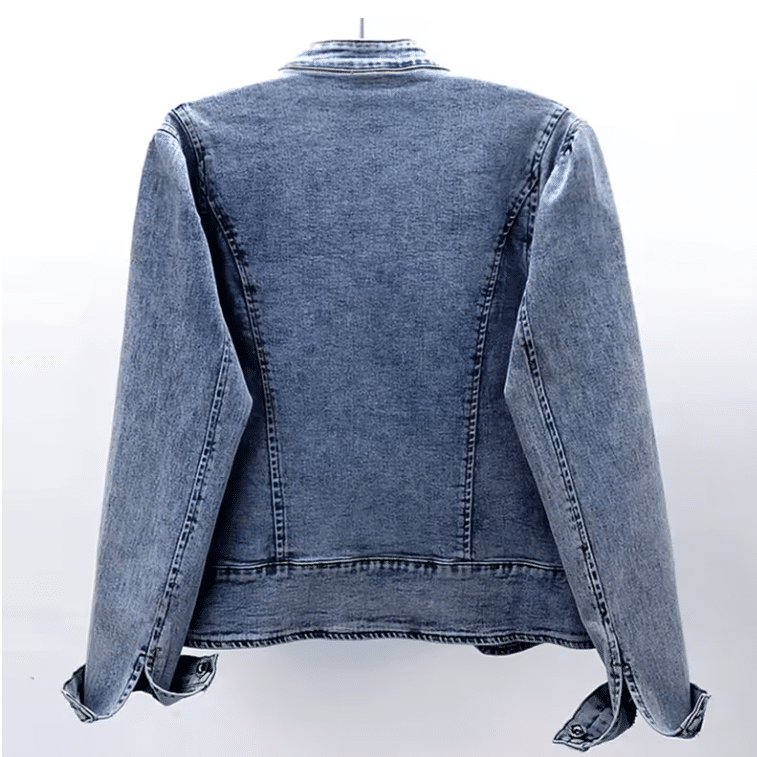 Veste cowboy femme bleue jean papillons brodés (5)