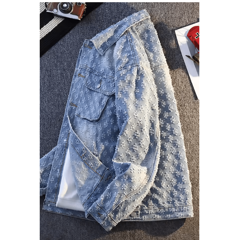 Veste cowboy homme bleu clair country motifs relief (4)