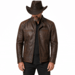 Veste cowboy homme en cuir de vachette vintage style biker (1)