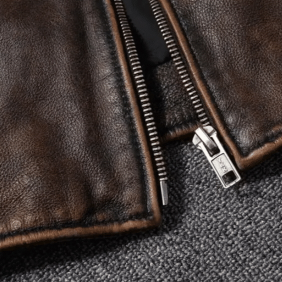 Veste cowboy homme en cuir de vachette vintage style biker (3)