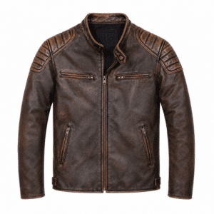 Veste cowboy homme en cuir de vachette vintage style biker