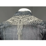 Veste cowboy homme jean broderies ailes blanches (2)