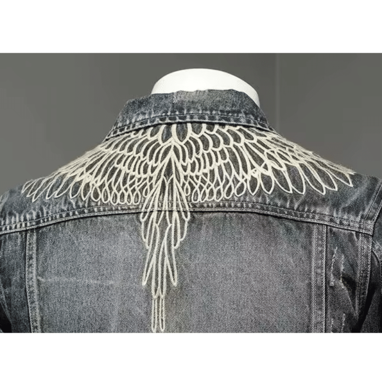 Veste cowboy homme jean broderies ailes blanches (2)
