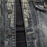 Veste cowboy homme jean broderies ailes blanches (4)