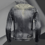 Veste cowboy homme jean broderies ailes blanches (5)