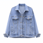 Veste cowboy jean oversize avec broderie grue (5)